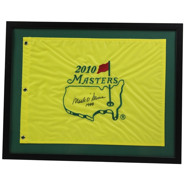 Mark OMeara Signed 2010 Masters Embroidered Flag w/1998 - Framed JSA ALOA