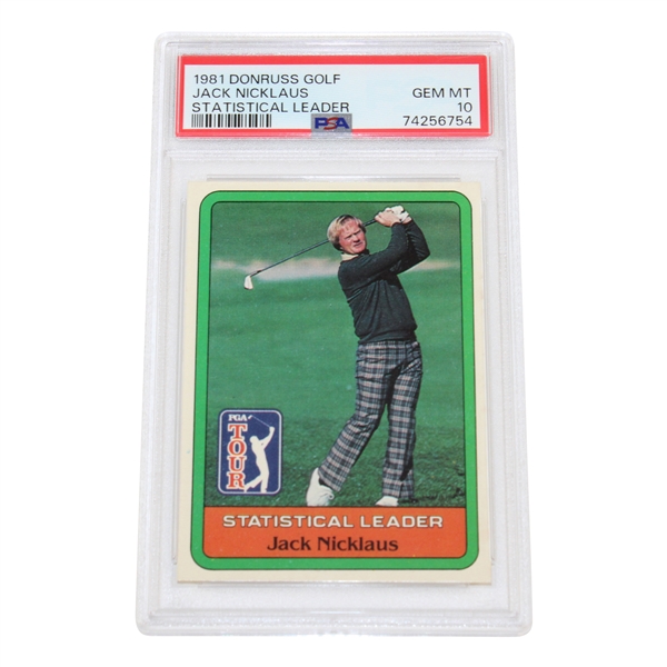 1981 Donruss Golf Jack Nicklaus Statistical Leader Card PSA Graded 10