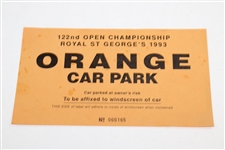 Misc. Royal Birkdale & Royal St. George Open Championship Parking Passes, Pairing Sheets & Bag Tag