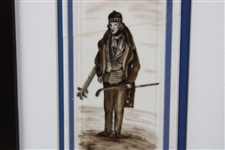 Willie Gunn 'Caddie Willie' Hand Painted Tile By Artist Margaret Downs