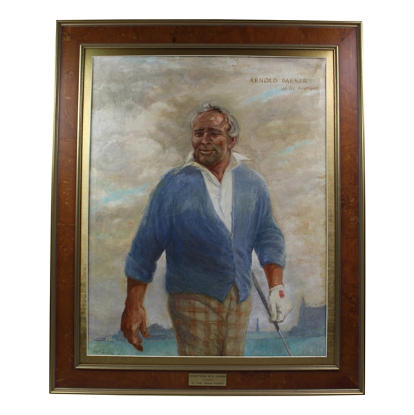 Original Arnold Palmer At St. Andrews Framed Painting on Canvas By Artist George Houghton 