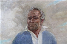 Original Arnold Palmer At St. Andrews Framed Painting on Canvas By Artist George Houghton 