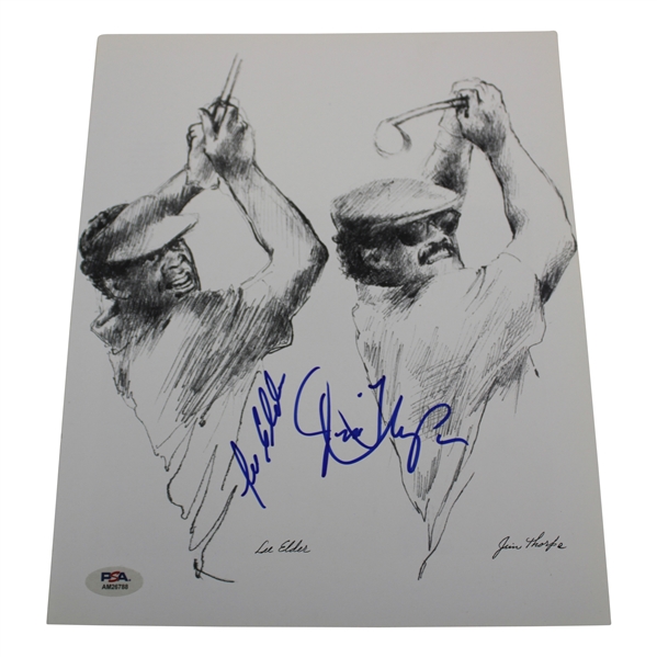 Lee Elder & Jim Thorpe Signed Magazine Page Art PSA #AM26788
