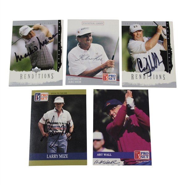 OMeara, Archer, Stadler, Mize & Wall Signed Golf Cards JSA ALOA