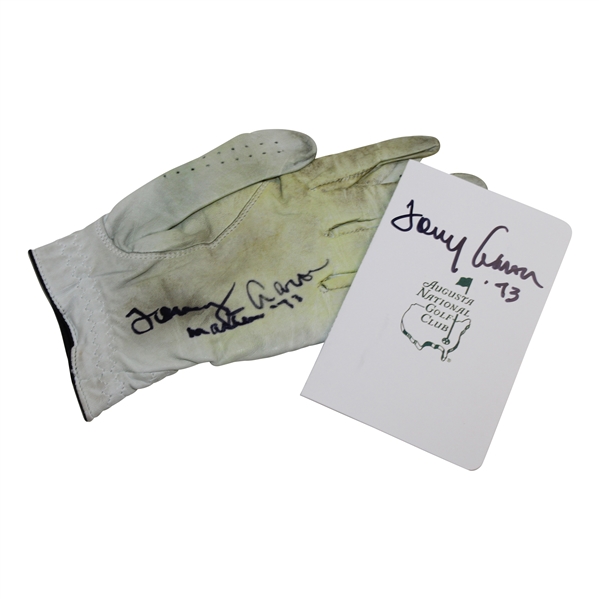 Tommy Aaron Signed Augusta National GC Scorecard & Used Golf Glove JSA ALOA