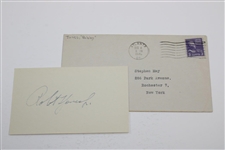 Robert 'Bobby' T. Jones Jr Signed 3x5 Index Card w/ Dated 1945 Return Envelope JSA ALOA