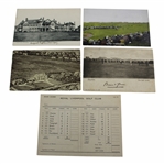 Four (4) Postcards with Royal Liverpool Stymie Scorecard