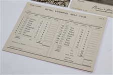 Four (4) Postcards with Royal Liverpool Stymie Scorecard