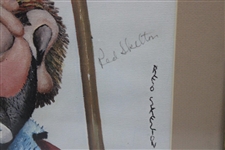 Classic 1972 Red Skeleton Caddie Clown Signed Print - Framed