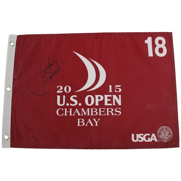 Jordan Speith Signed 2015 US Open At Chambers Bay Screen Flag JSA ALOA