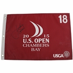 Jordan Speith Signed 2015 US Open At Chambers Bay Screen Flag JSA ALOA