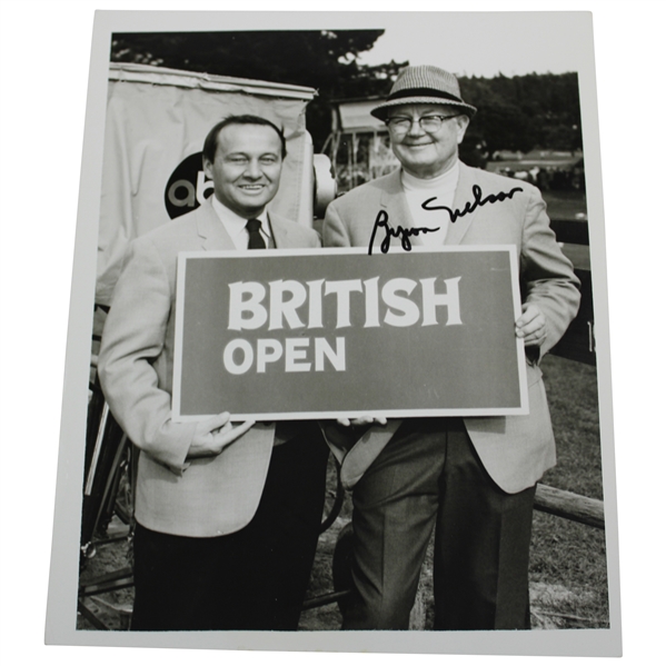 Byron Nelson Signed 1967 British Open ABC Press Photo w/Chris Schenkel JSA ALOA