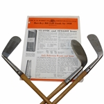 Burr-Key Bilt Golf Goods Booklet w/3 Burr Bilt Andy Robertson Clubs - Putter, Niblick & Mid-Iron