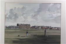 Original Musselburgh Old Course Watercolor Painting by Artist Kenneth Reed FRSA
