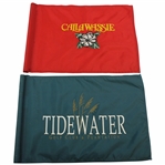 Red Embroidered Callawassie & Teal Screen Tidewater GC Course Flown Flags