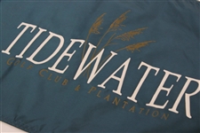 Red Embroidered Callawassie & Teal Screen Tidewater GC Course Flown Flags