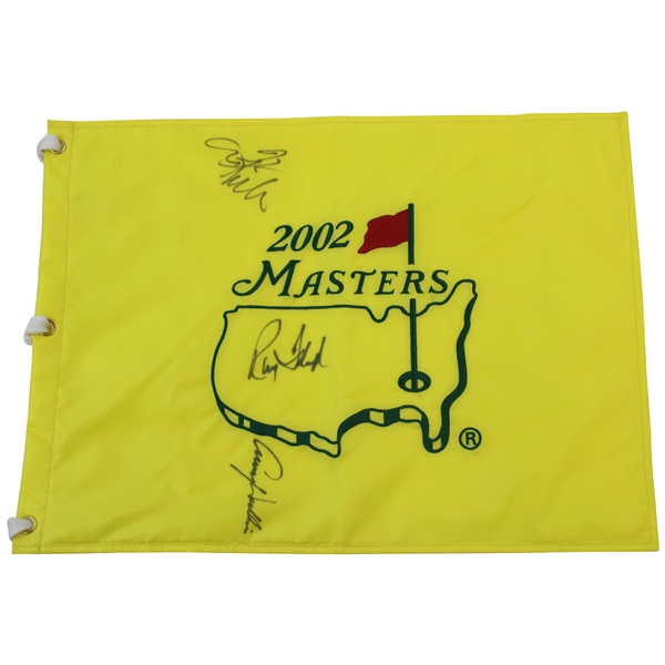 Ray Floyd, Lanny Wadkins & Tom Kite Signed 2002 Masters Embroidered Flag JSA ALOA