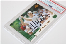 Phil Mickelson Signed 2002 Upper Deck Rookie Card #41 PSA EX-MT 6 Auto Auth #70693623
