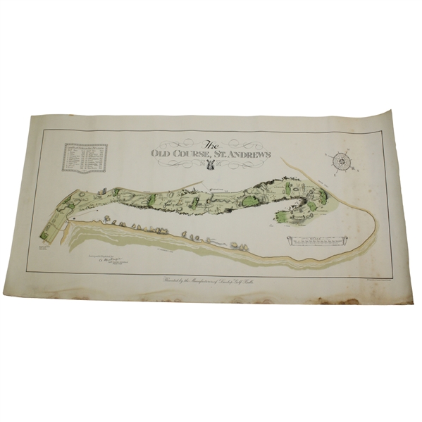 Original 1924 The Old Course St. Andrews Aerial Map Surveyed & Depicted by MacKenzie