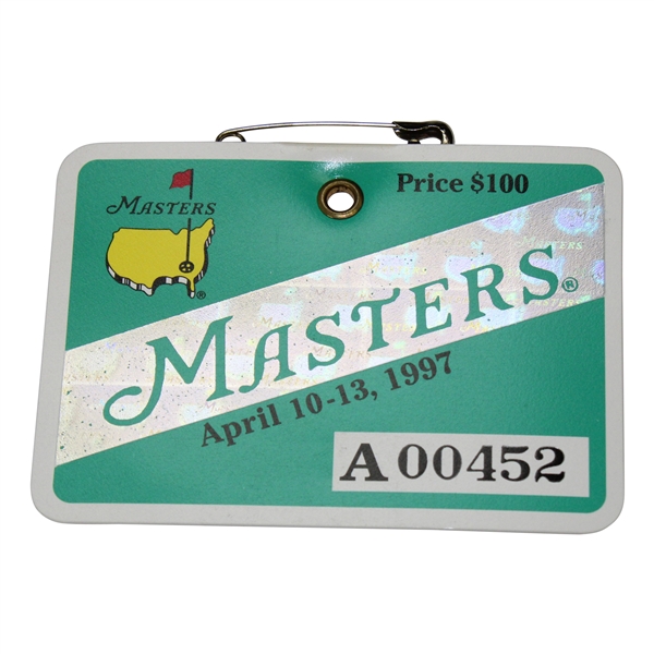 1997 Masters Tournament SERIES Badge # A00452 - Tiger Woods First Masters Win