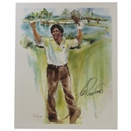 Lee Trevino Signed Watercolor Print by Artist Merry Kenyon JSA ALOA