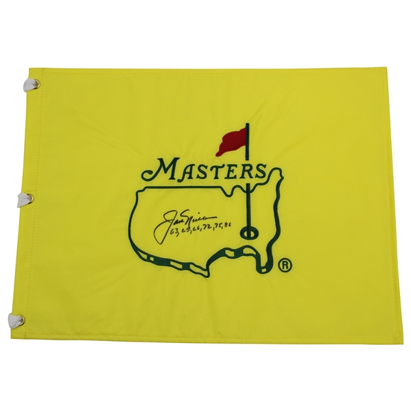 Jack Nicklaus Signed Undated Masters Embroidered Flag with Years Won JSA ALOA