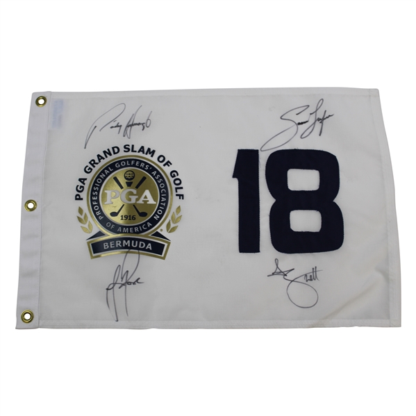 Rose, Harrington, Dufner & Scott Signed 2013 PGA Grand Slam of Golf at Bermuda Flag JSA ALOA