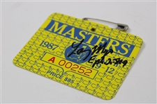 Larry Mize Signed 1987 masters Tournament Series Badge #A00252 JSA ALOA