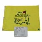 Phil Mickelson Signed 2004 Masters Embroidered Flag & ANGC Scorecard JSA ALOA