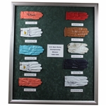 Ten (10) Signed Golf Gloves Display - 1990-1999 US Sr. Open Championship Winners - Framed JSA ALOA