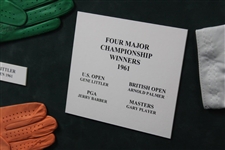 Palmer, Barber, Littler & Player Signed Golf Gloves Display - 1961 Major Champs - Framed JSA ALOA