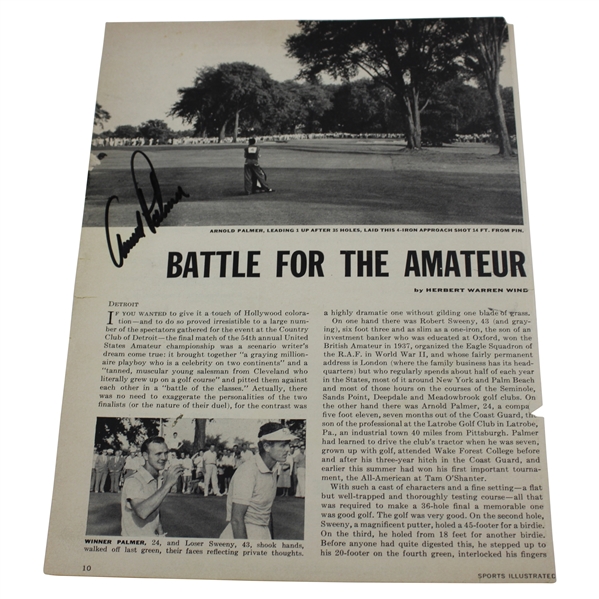 Arnold Palmer Signed 1954 US Amateur Sports Illustrated Magazine Page JSA ALOA