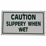 Official Caution Slippery When Wet Wood Sign from c.1980s Masters Tournament