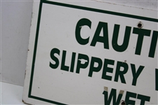 Official 'Caution Slippery When Wet' Wood Sign from c.1980's Masters Tournament