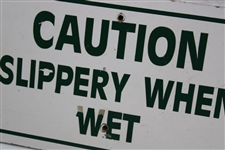 Official 'Caution Slippery When Wet' Wood Sign from c.1980's Masters Tournament