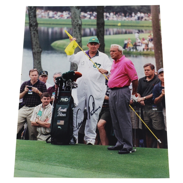 Arnold Palmer Signed 1998 Masters Stretching Photo JSA ALOA