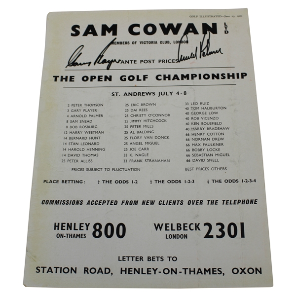 Arnold Palmer & Gary Player Signed 1960 Golf Illustrated Page - Bets JSA ALOA