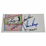 Big 3 Palmer, Nicklaus & Player Plus Trevino & Norman Signed 1992 OPEN Cachet JSA ALOA