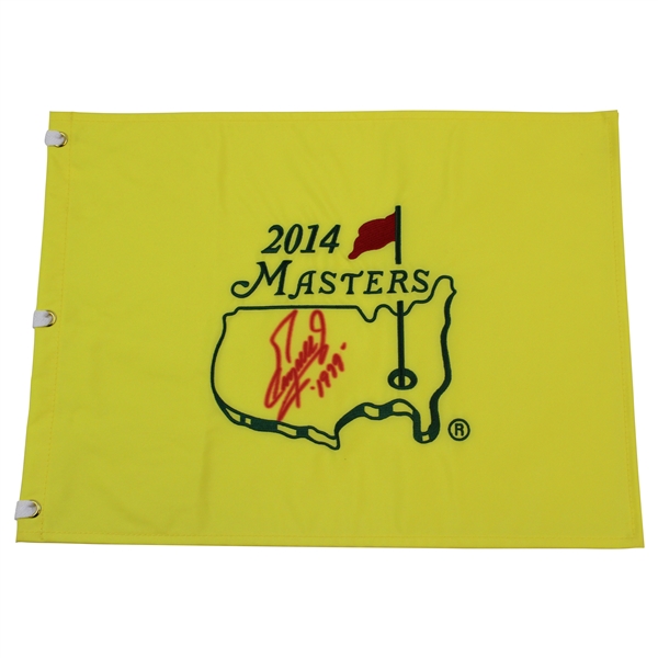 Fuzzy Zoeller Signed 2014 Masters Embroidered Flag with 1979 JSA ALOA