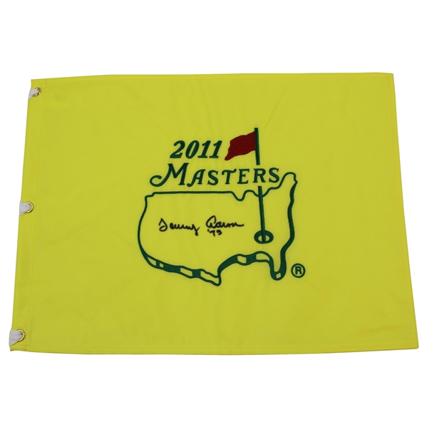 Tommy Aaron Signed 2011 Masters Embroidered Flag with 73 JSA ALOA