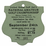1924 US Amateur at Merion Golf Club Ticket #989 - Bobby Jones First Amateur Win