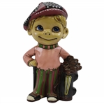 Classic 1971 Hand Painted Atlantic Mold Co. Smiling Ceramic Golfer Statue w/Clubs