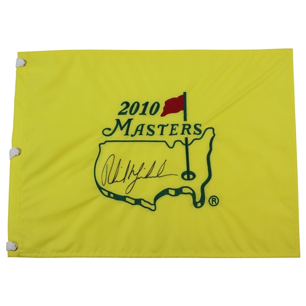 Phil Mickelson Signed 2010 Masters Embroidered Flag JSA ALOA