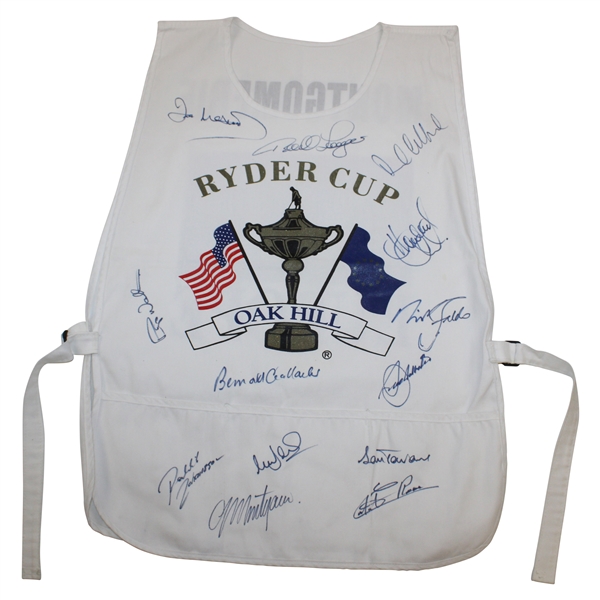 Colin Montgomeries 1995 Ryder Cup at Oak Hill Team Europe Signed Caddy Bib JSA ALOA