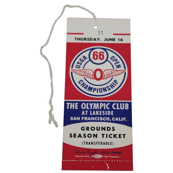 1966 US Open at Olympic Club Unused Ticket Low #11