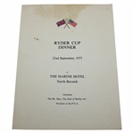 Gay Brewers 1973 Ryder Cup at Muirfield Dinner Menu