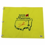 Jon Rahm Signed 2023 Masters Embroidered Flag BECKETT #BH70448