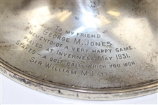 1931 Memento Trophy Sterling Inkwell Presented To George M. Jones Inverness