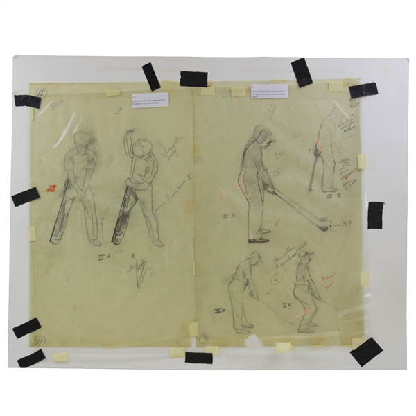 Ben Hogan 4 Poses Sketch Which Appeared In 5 Lessons Original Artwork by Anthony Ravielli