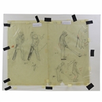 Ben Hogan 4 Poses Sketch Which Appeared In 5 Lessons Original Artwork by Anthony Ravielli